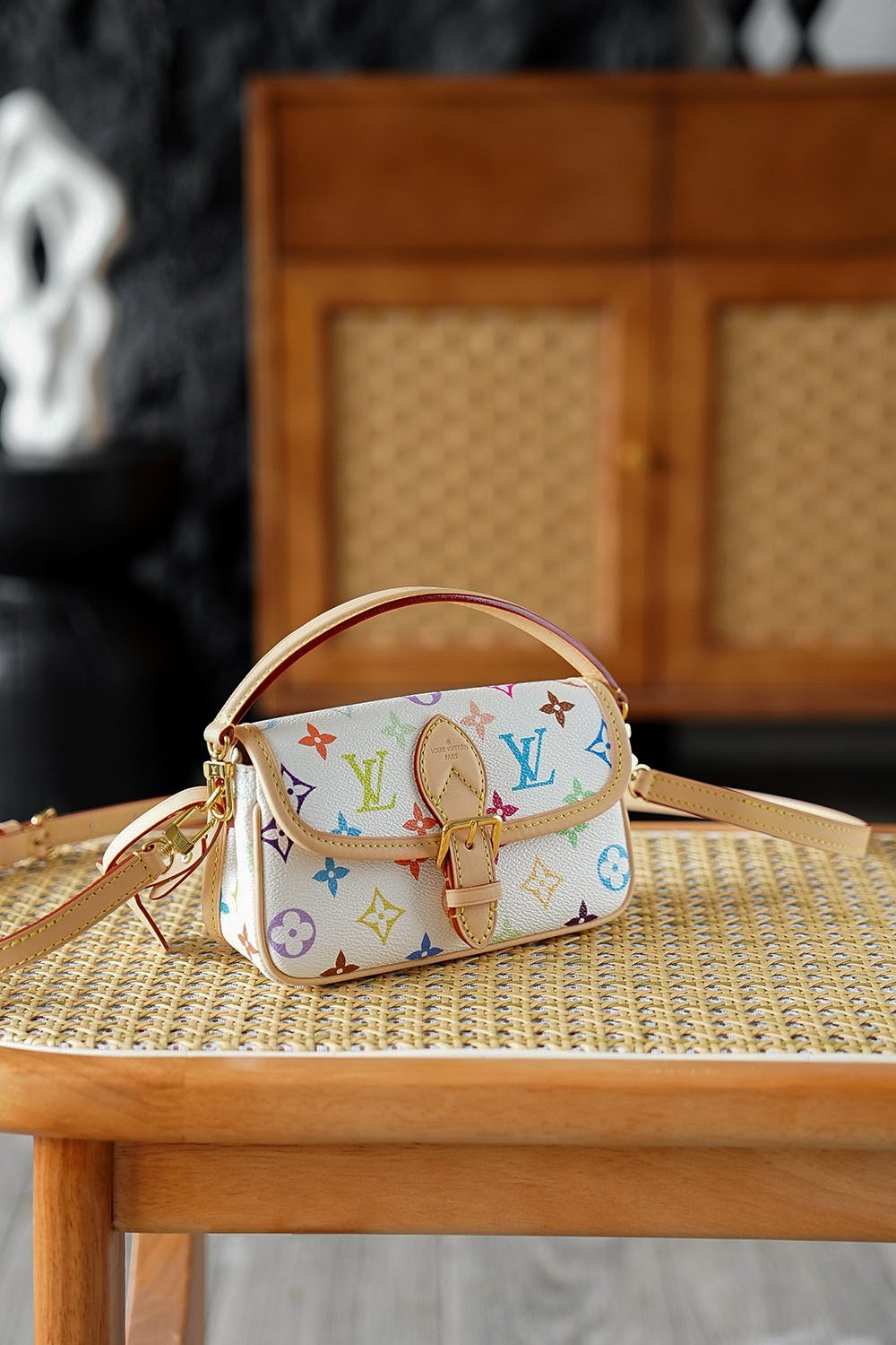 Louis Vuitton x Murakami Nano Diane – White Multicolore (M14194) detail image 2 sourced from womanlvbag.com