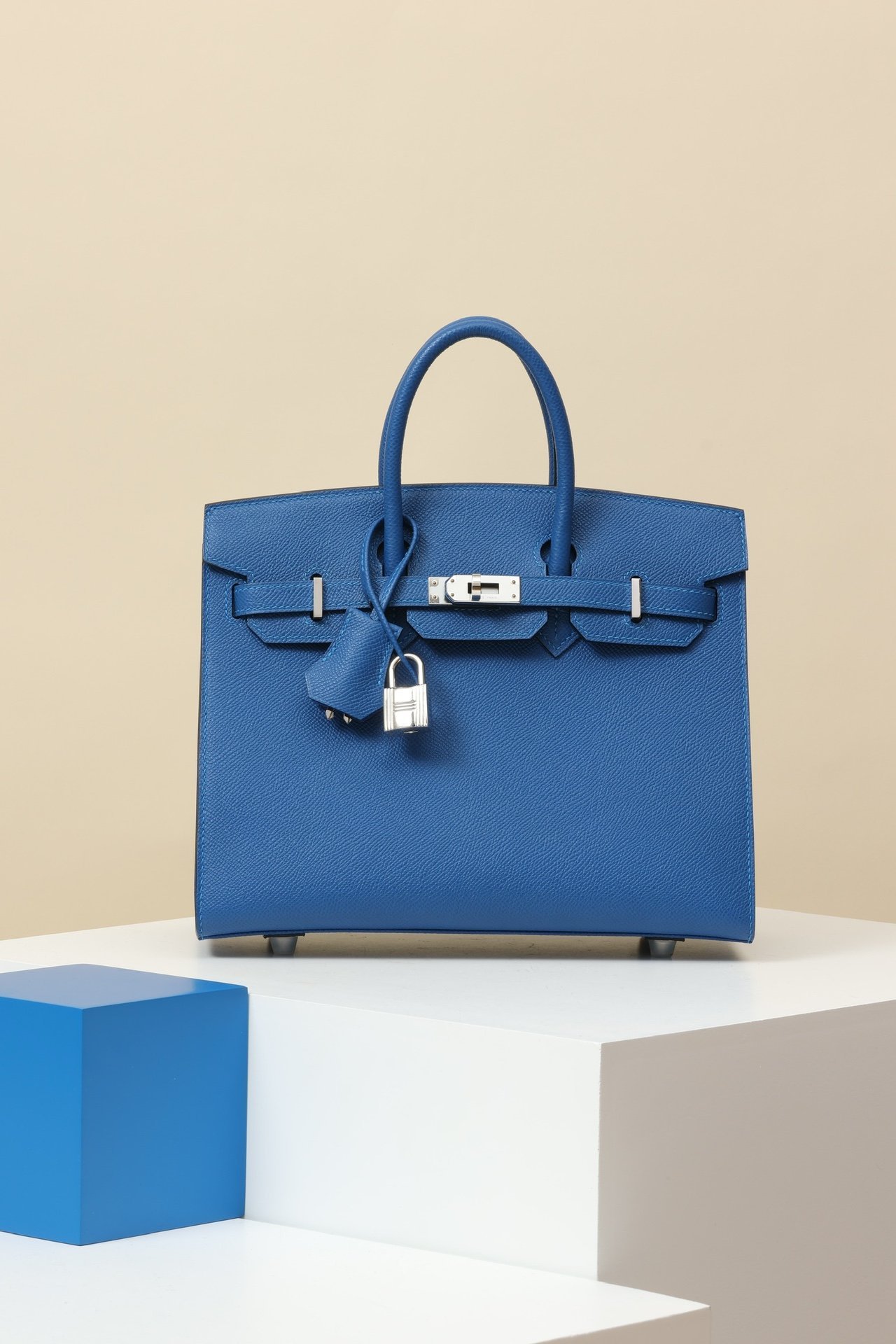 Hermès Birkin 25 Blue France Epsom PHW sourced from womanlvbag.com