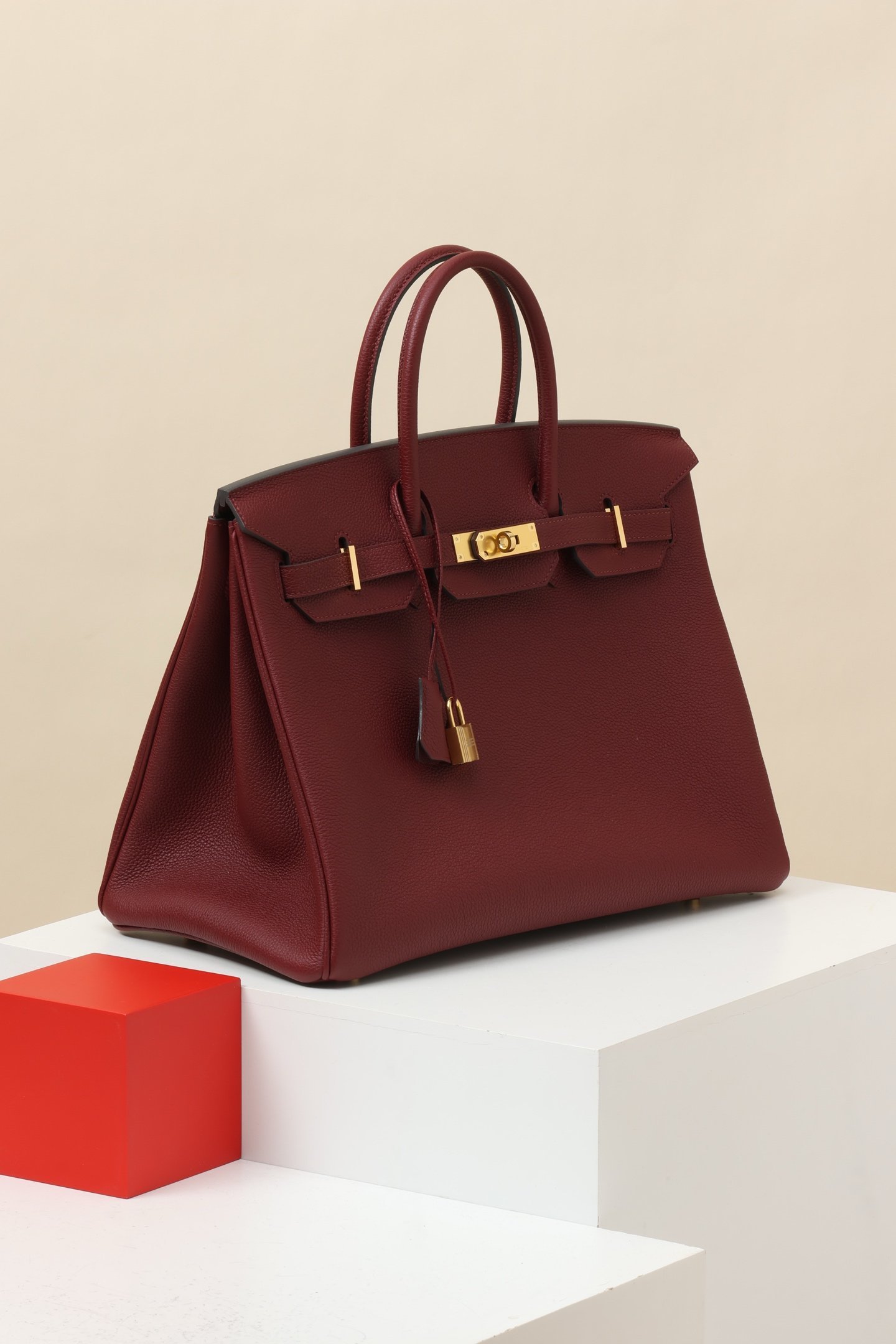 Hermès Birkin 35 Togo 55 Rouge H GHW detail image 2 sourced from womanlvbag.com