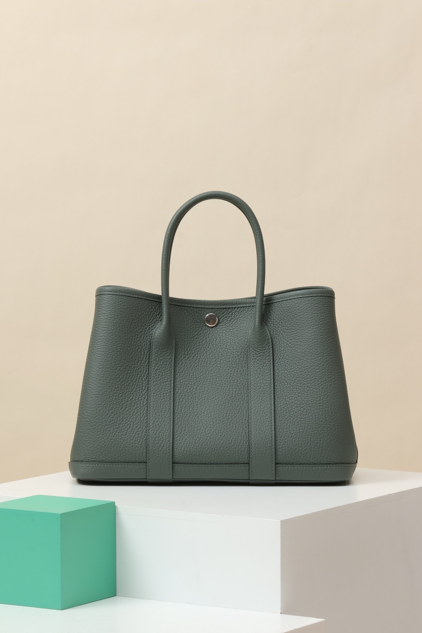 Hermès Garden Party 30 – Negonda Vert Amande (63) PHW detail image 2 sourced from womanlvbag.com