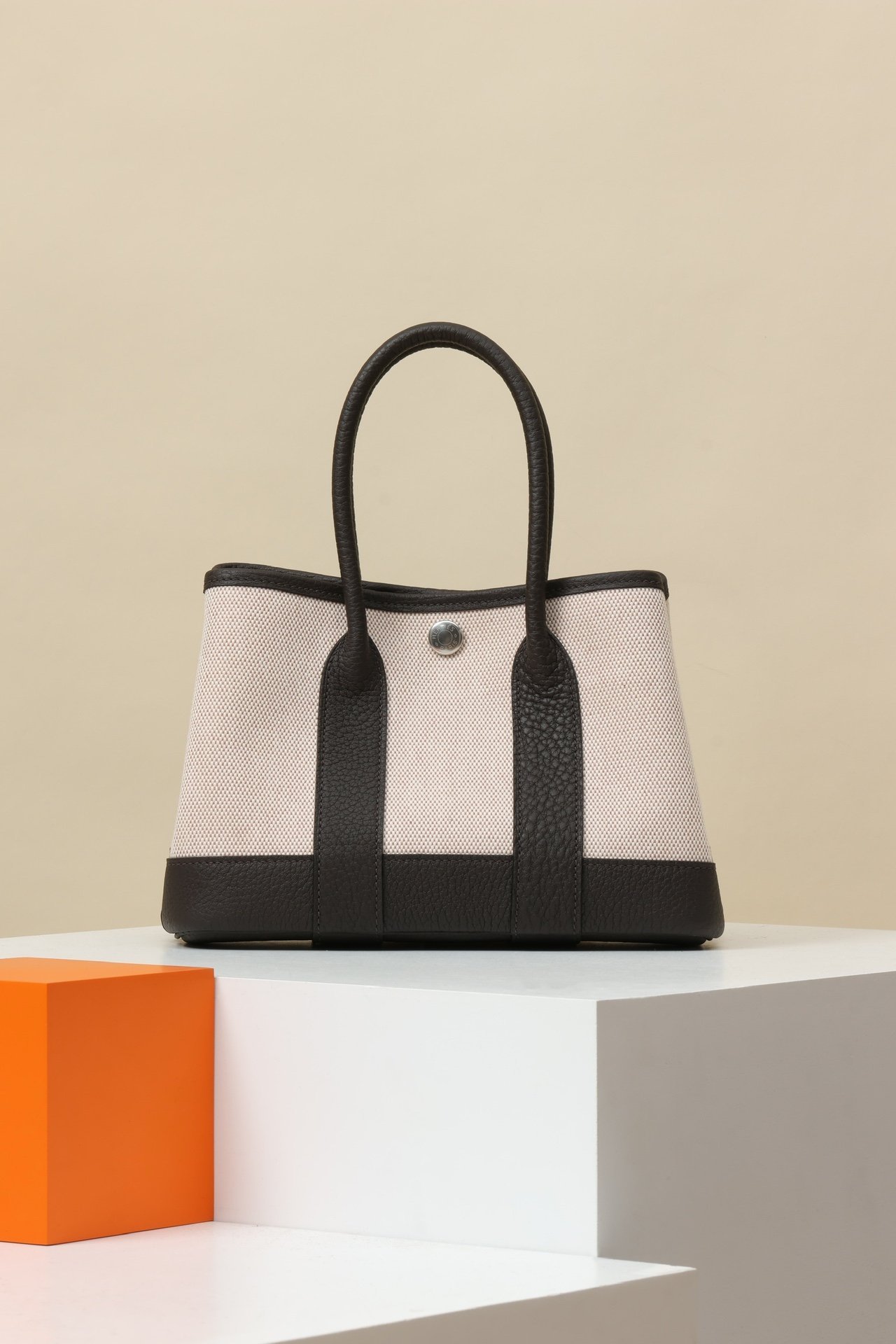 Hermès Garden Party 23 – Negonda & Canvas Ebené (46) PHW detail image 1 sourced from womanlvbag.com