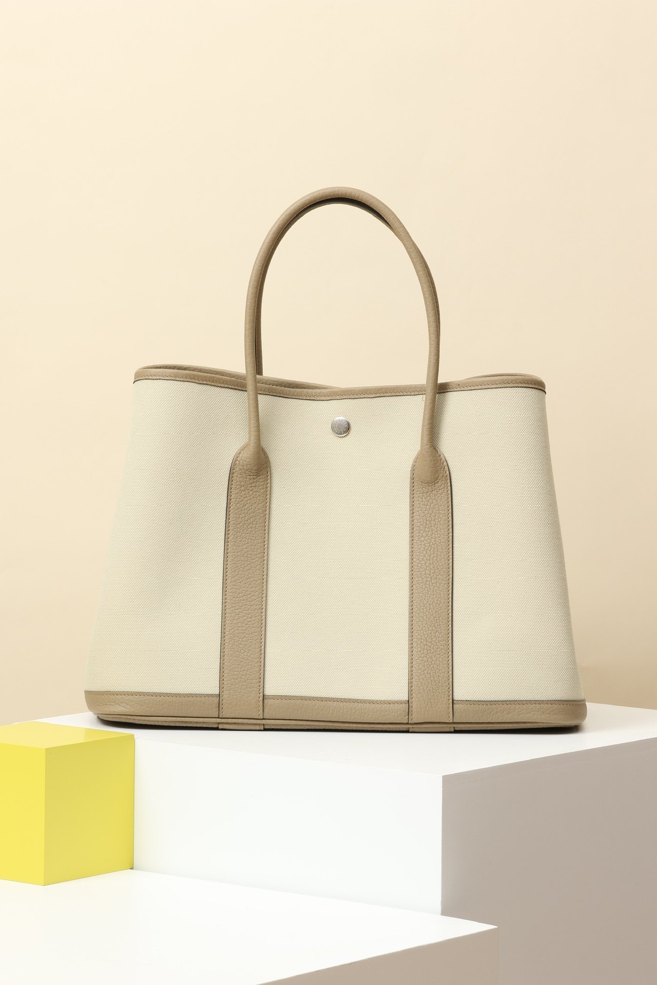 Hermès Garden Party 30 – Toile H & Negonda Beige Marfa (8Q) / Béton (8L) PHW detail image 1 sourced from womanlvbag.com