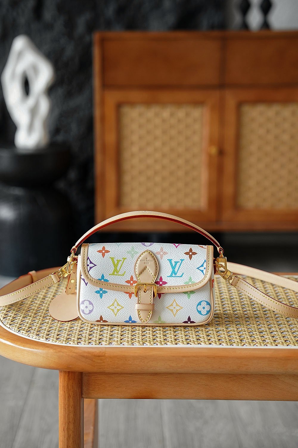 Louis Vuitton x Murakami Nano Diane – White Multicolore (M14194) detail image 1 sourced from womanlvbag.com